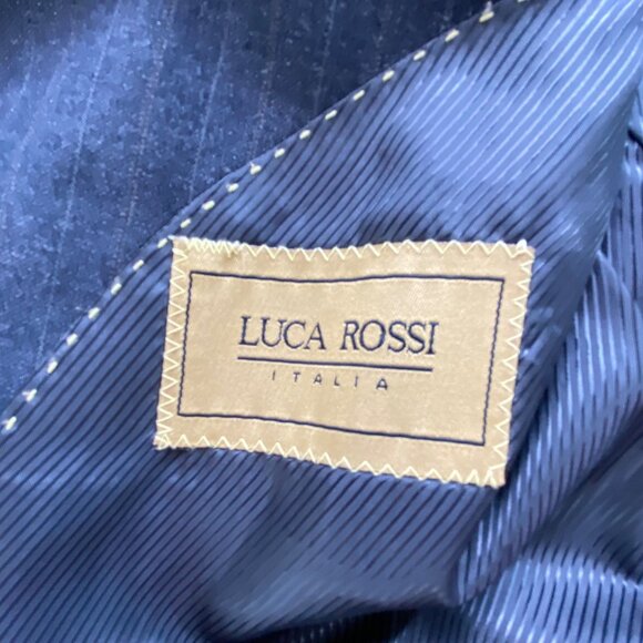 Luca Rossi ItaliaSuit Jacket Mens 46L Gray Pinstripe 150'S Hightech Fabric - Picture 5 of 16